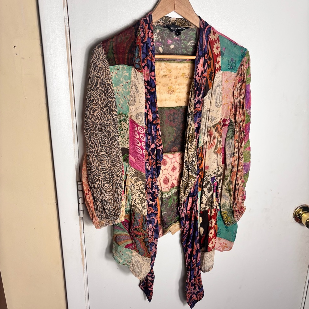 Young Threads Floral Patchwork Waterfall Open Fro… - image 2